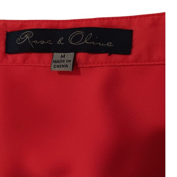 ROSE & OLIVE Draped High Low Orange Top Blouse Medium Event Career Office Travel - Picture 4 of 8